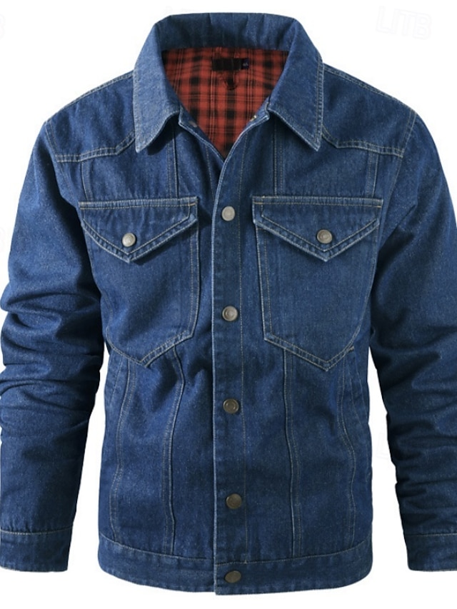 Men's Trucker Jacket Shirt Jacket Denim Jacket Button Winter Spring
