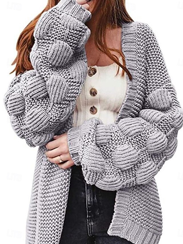 Women's Sweater Cardigan Casual Soft Pure Color Ribbed Open Front Knitted Long Sleeve Long Tops Knit Outdoor Daily Weekend Orange Green Fall Winter4