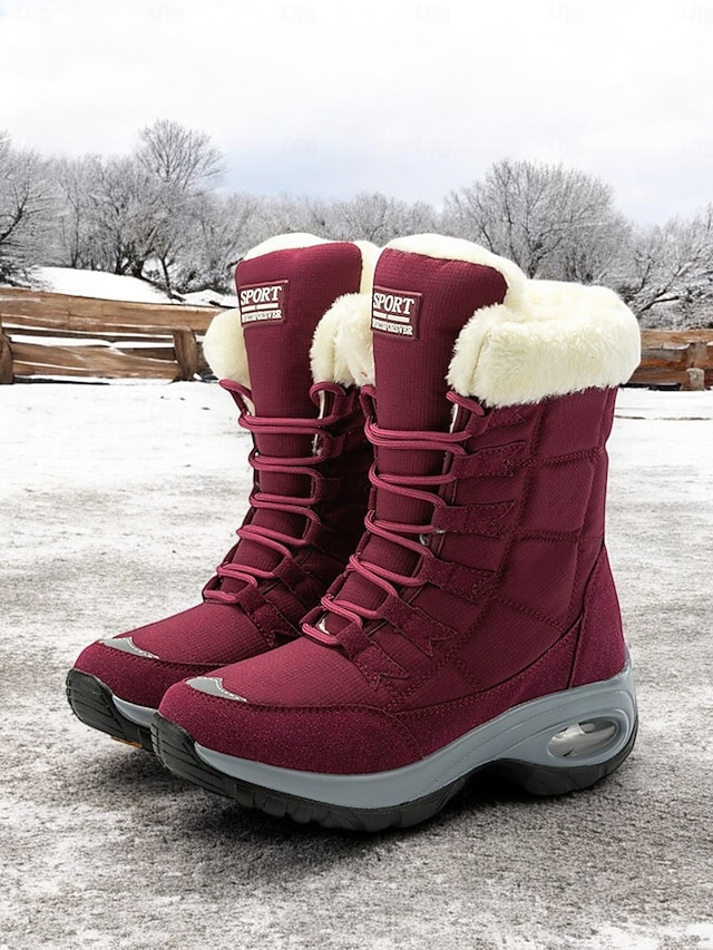  botas de neve de inverno impermeáveis femininas com forro de pelúcia quente e sola antiderrapante – ideais para atividades ao ar livre em clima frio