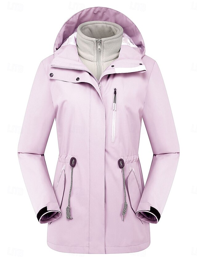  Women's Winter Jacket Outdoor Street Daily Wear Fall Winter Regular Coat Regular Fit Thermal Warm Breathable Stylish Casual Jacket Long Sleeve Plain with Pockets Full Zip Pink Purple Gray