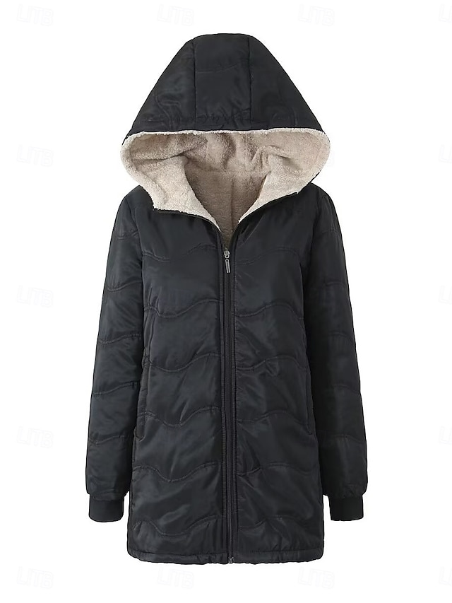  Dame Fleece-jakke Teddyfrakk Hettegenser Hold Varm Pustende Glidelås Lomme Fleece Lined Fritid عادي Feriereise Gate Dagligdagstøy Ut på byen Glidelås Normal Hettegenser Normal Langermet Yttertøy
