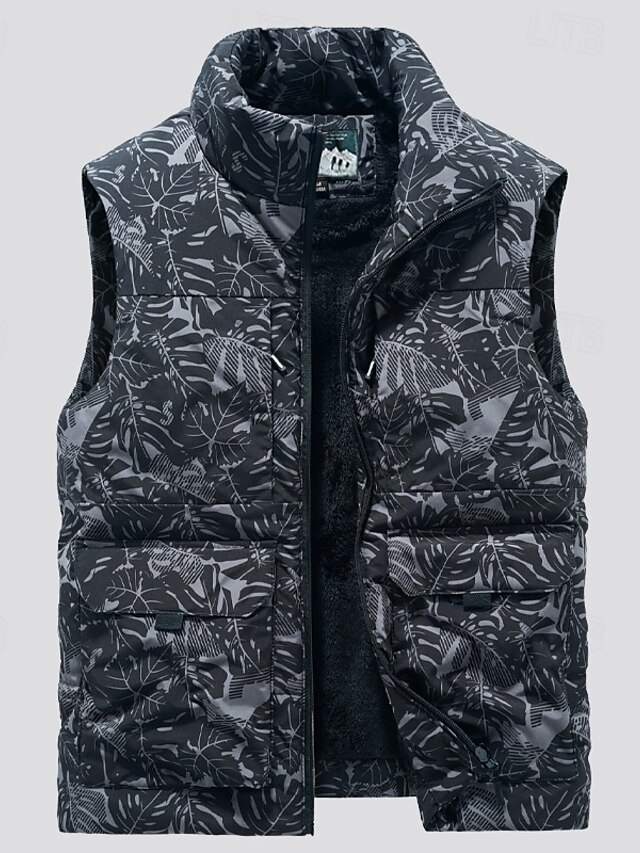  Pánské Rybářská vesta Denní Na běžné nošení Jaro & podzim Kapsy Polyester Pohodlné Pevná barva Zip Stojáček Černá Khaki Tmavomodrá Tmavě šedá Vesta