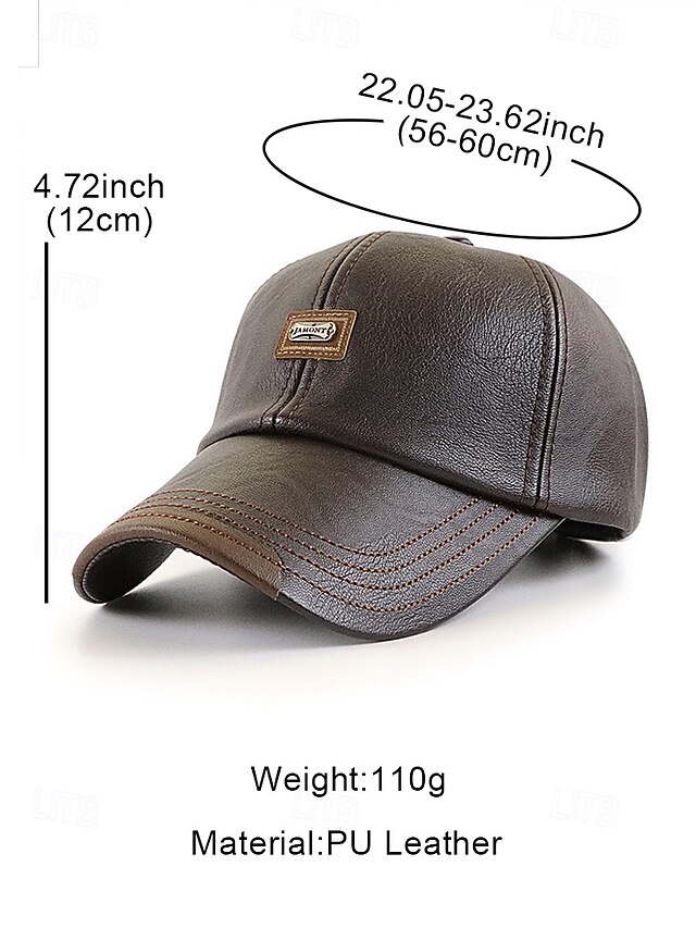 Men's Peaked Cap Black light coffee Dark Coffee PU Leather Fashion
