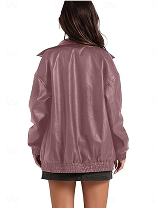 Casual Faux Leather Slim Jacket