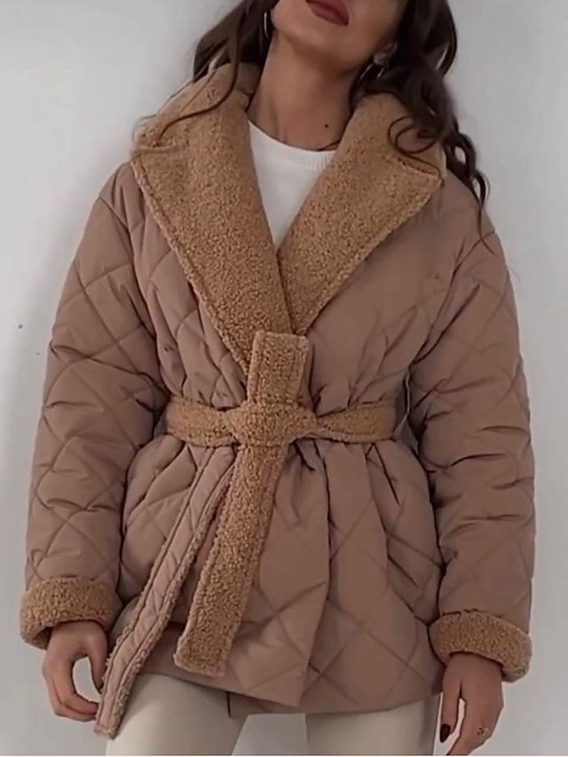  Damenjacke Fleece-Revers, kurze, baumwollgefütterte Jacke