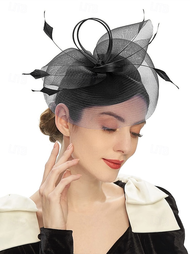  Tocado elegante para mujer con velo de malla y detalle de lazo, perfecto para bodas, fiestas de té y ocasiones especiales.