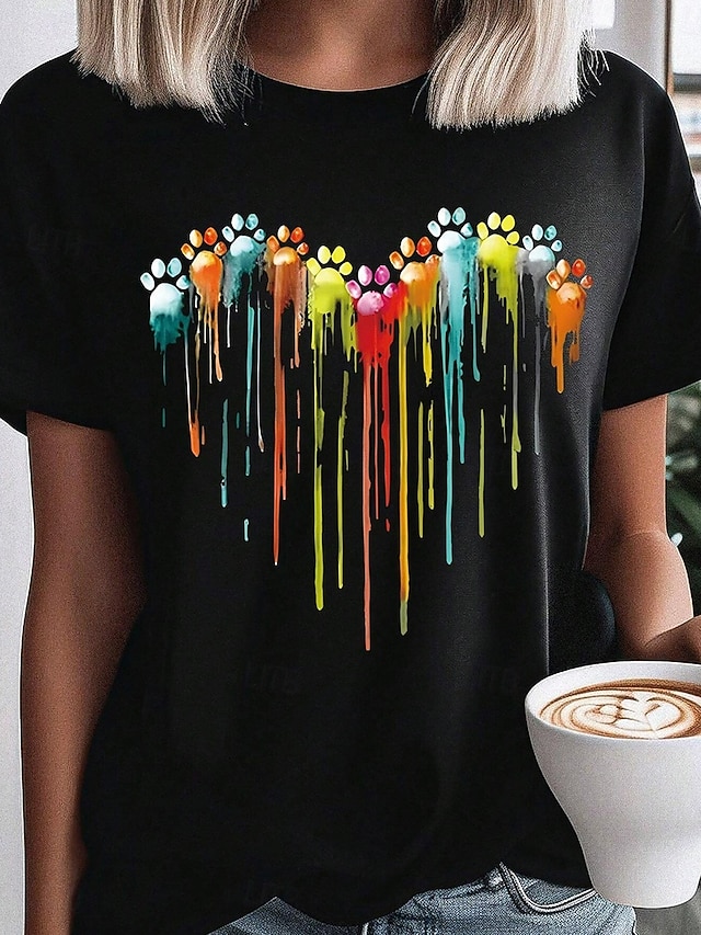 Women's T shirt Tee Daily Fashion Casual Short Sleeve Black Fall Winter 2024 17.99