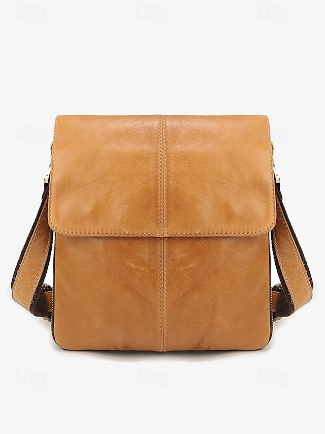  Per uomo Borsa a tracolla Borsa a tracolla Borse a tracolla Pelle Cuoio Ufficio Casual / quotidiano Cerniera Tasche multiple Massima capacità Duraturo espandibile Tinta unica Marrone chiaro