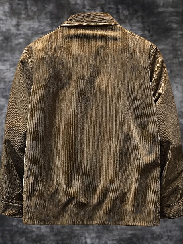 Khaki Men's Corduroy Casual Jacket Blazer Jacket Outdoor Daily Pocket