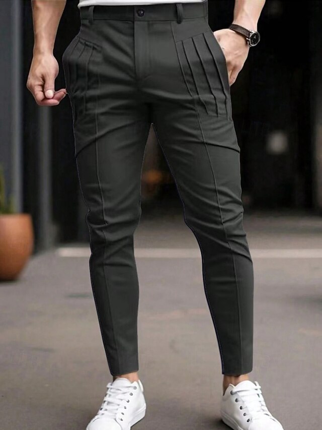 Men's Trousers Chinos Chino Pants Casual Pants Pocket Elastic Waist