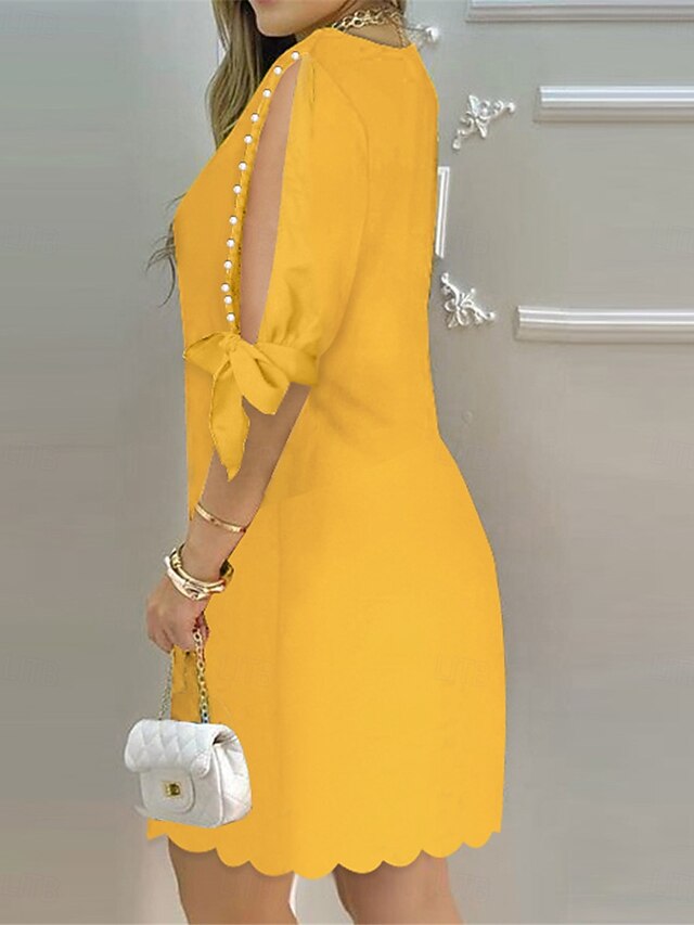 Robe casual Robe unie Femme Mini robe Patchwork Accueil froid Sport