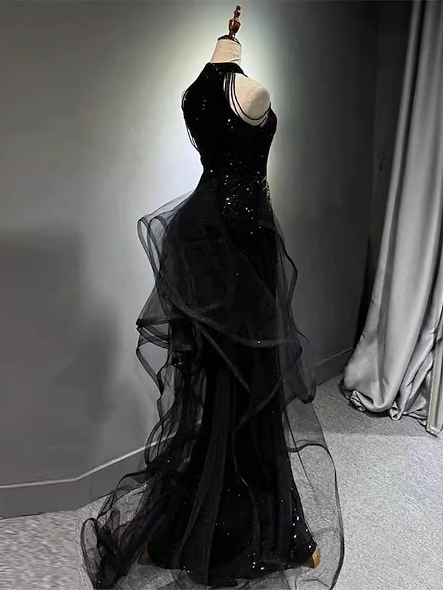 ALine Prom Dresses Glittering Dress Formal Floor Length Sleeveless