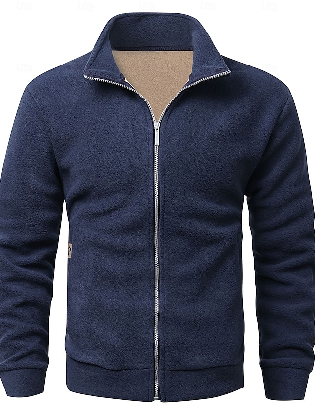  Ανδρικά Χειμωνιάτικα μπουφάν Casual Jacket Καθημερινά Διακοπές Διατηρείτε Ζεστό Τσέπη Φλις Φθινόπωρο & Χειμώνας Σκέτο Μοντέρνα Κομψό στυλ street Όρθιος Γιακάς Κανονικό