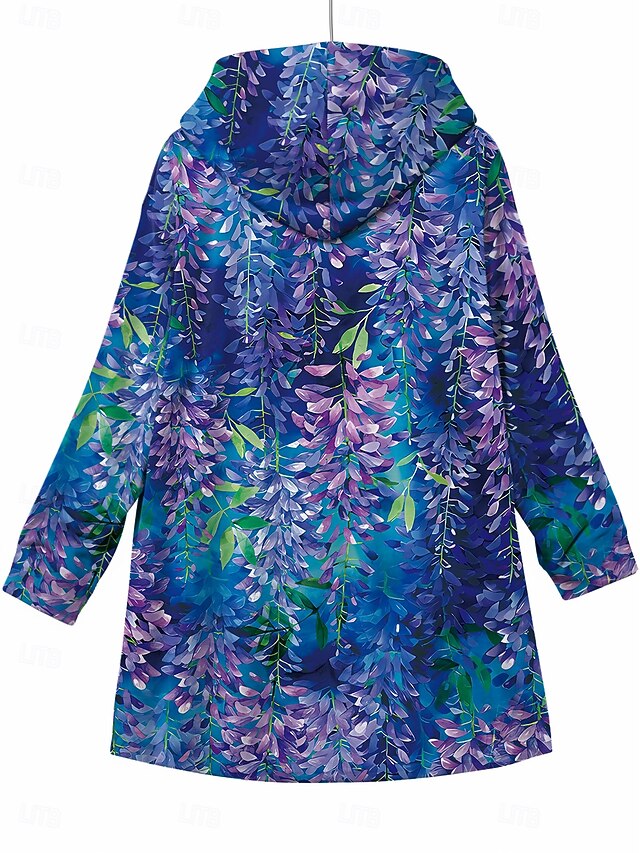 Women's Winter Coat Warm Street Print Zipper Hoodie Casual Animal