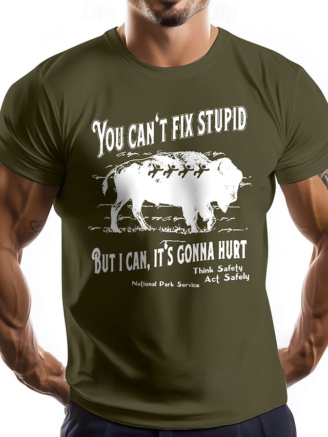 Men's Letter Printed Funny T shirt Tee Short Sleeve 100 Cotton Graphic