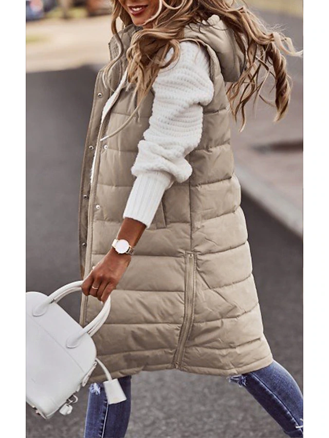 Women's Fleece Vest Warm Pocket Fleece Lined Zipper Turndown Elegant Solid Color Loose Fit Outerwear Sleeveless Spring Fall White Khaki S M L XL 2XL4