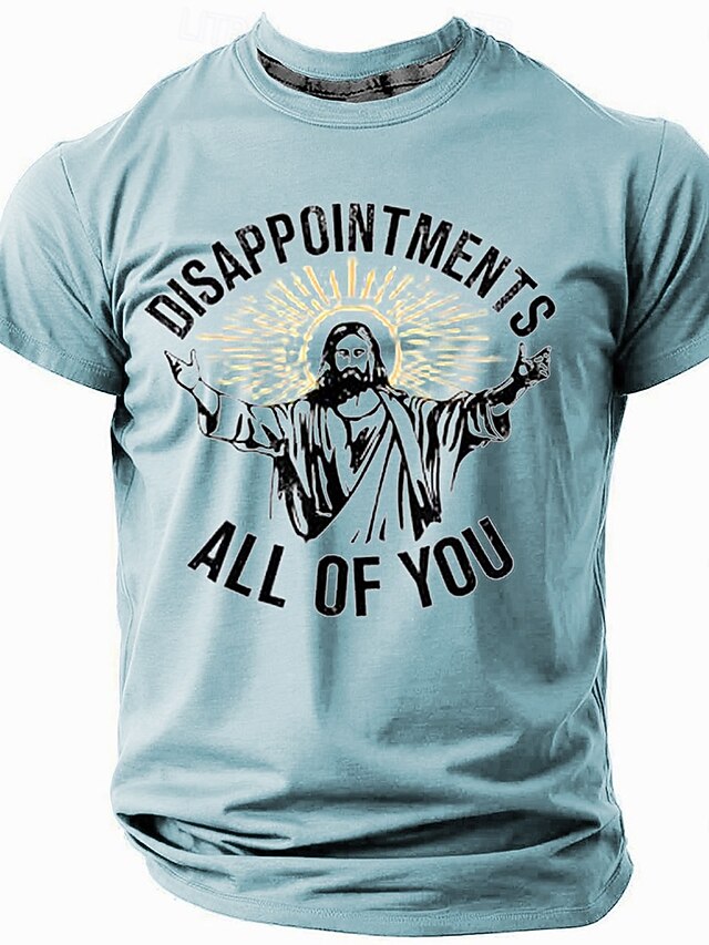 Jesus Fashion Athleisure Men's 3D Print T shirt Tee Street Sports