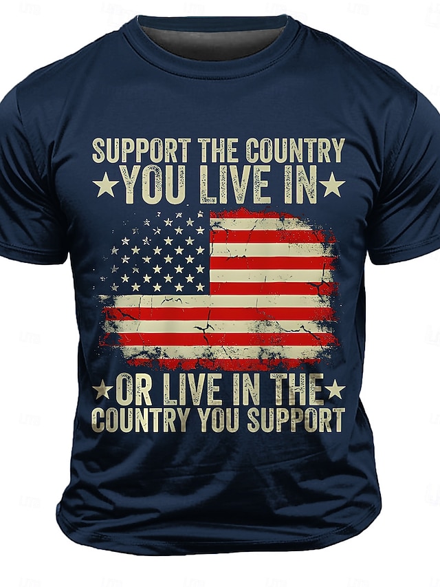 T-shirt Homme Patriotique USA - Drapeau Américain, 100% Coton, Coupe Regular (Made In USA)