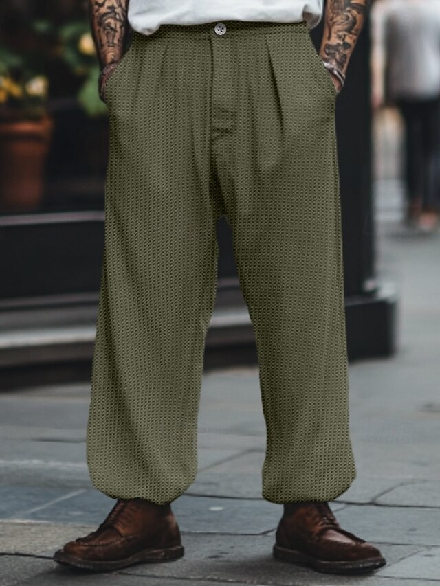 Men's Dress Pants Trousers Baggy Pants Suit Pants Waffle Pants Pleated