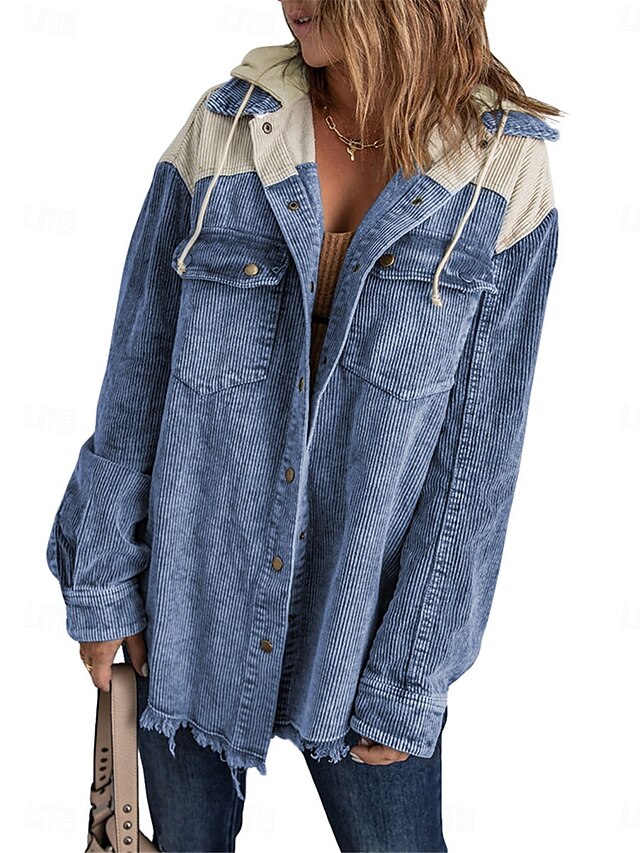  Veste décontractée Femme Extérieur Plein Air Usage quotidien mode Décontractées Avec poches Normal Manteau Rose Claire Bleu Vert Automne Hiver Boutonnage Simple Col rabattu Standard S M L XL 2XL