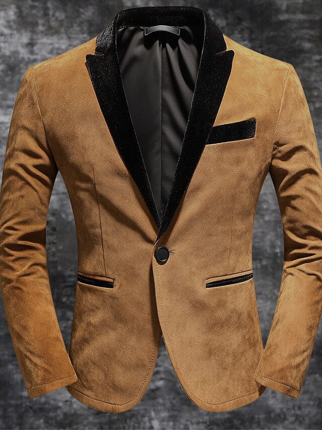 Brown Men's Suede Blazer Jacket Formal Work Casual Coat Daily Fashion