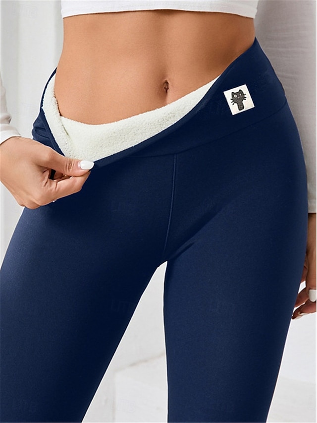  Femmes Pantalon de yoga Leggings doublés en polaire Leggings de yoga Taille haute Pilates Entraînement en salle Entraînement Collants À Motif Animal Noir Rouge Bordeaux Bleu Marine Polaire Automne