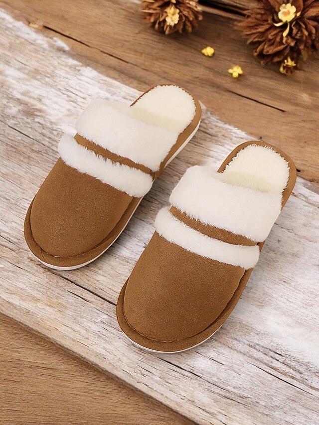 Women's Cozy Faux Fur Lined Slippers with Suede Finish – Warm Indoor Shoes for Winter Comfort 14