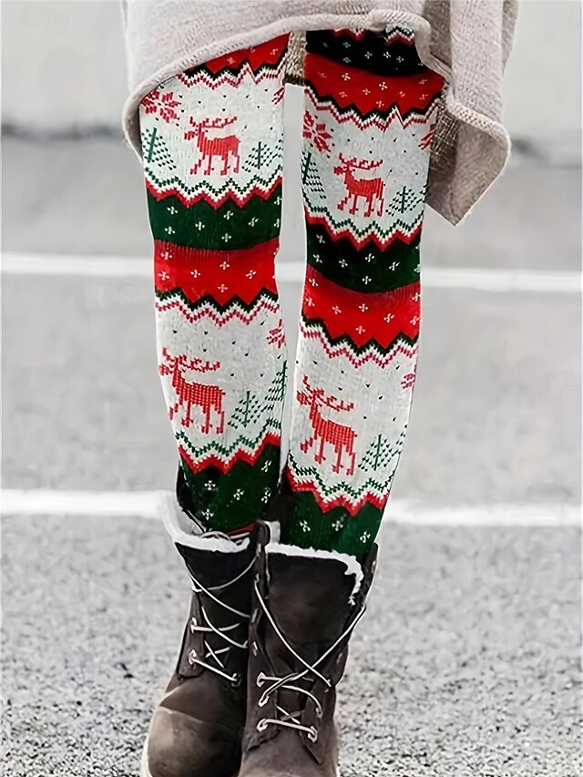 Women's Leggings Deer Full Length Red Fall 2024 19.99