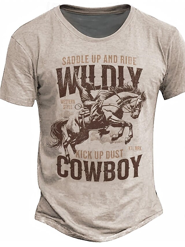 Cowboy Retro Vintage Casual Street Style Men's 3D Print T shirt Tee