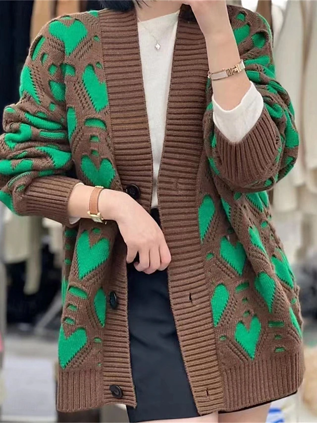 Women's Sweater Cardigan Casual Soft Pure Color Ribbed V Neck Buttons Knitted Print Long Sleeve Long Tops Knit Outdoor Daily Weekend Black Pink Fall Winter 9