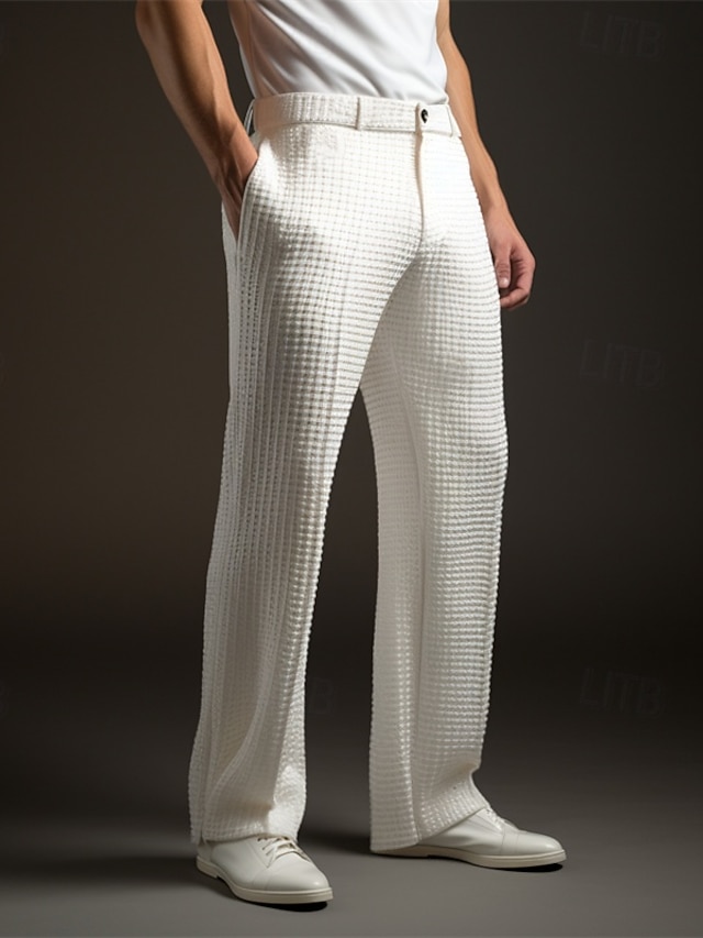 Men's Dress Pants Trousers Suit Pants Waffle Pants Front Pocket