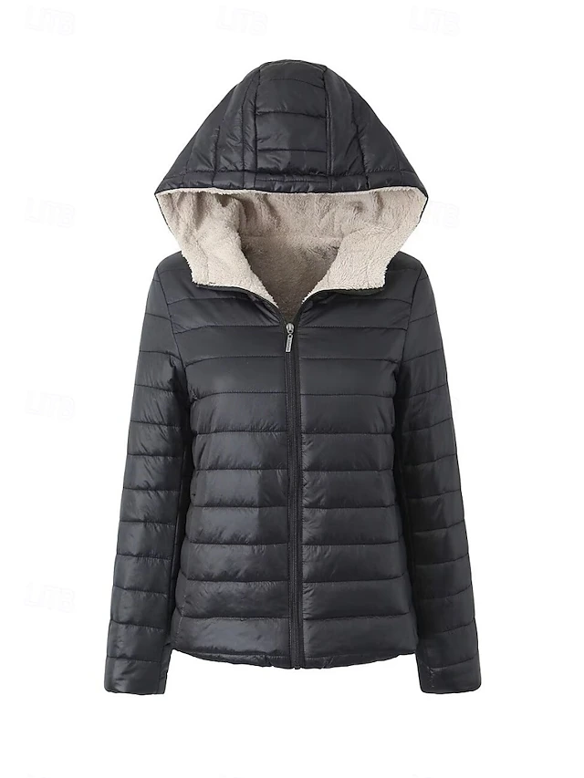 Womens Hoodie Jacket Fleece Lapel short cotton-padded jacket 6