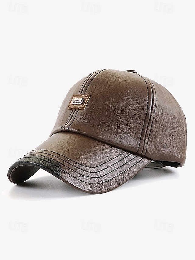  baseballcaps i imitert skinn for menn - stilig justerbar utendørslue for et uformelt og sporty utseende