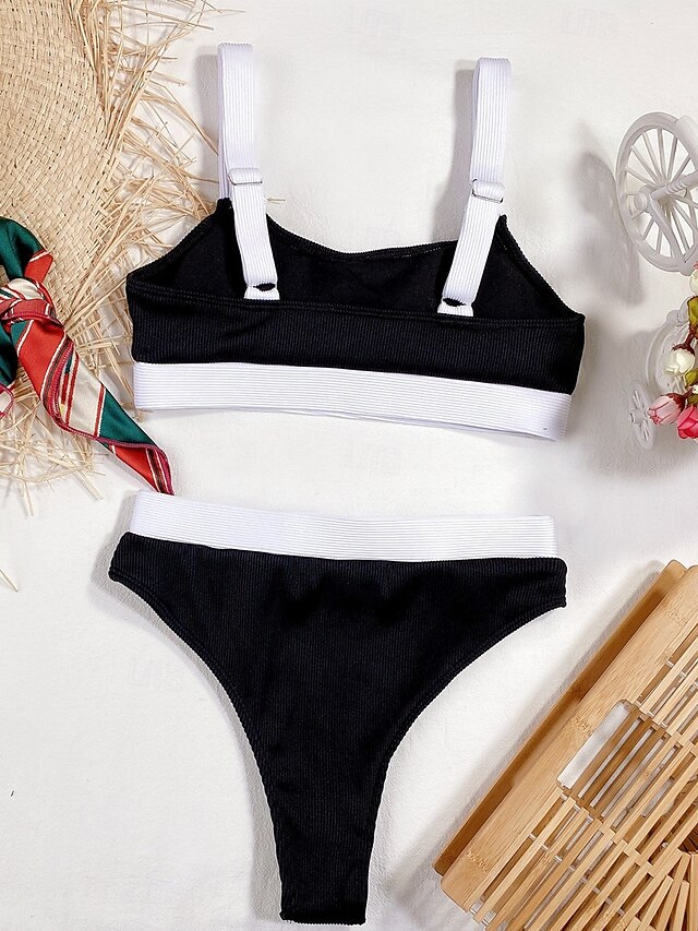 Women's Swimwear Bikini Swimsuit Color Block Vacation Bathing Suits