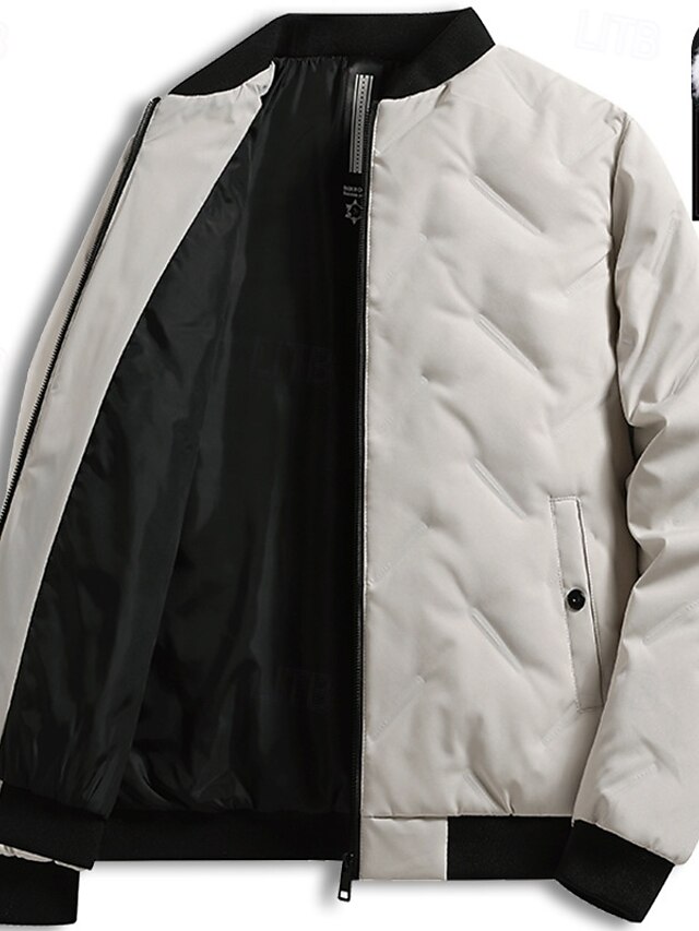 Men's Down Jacket Puffer Jacket Padded Jacket Zipper Pocket Gray Duck