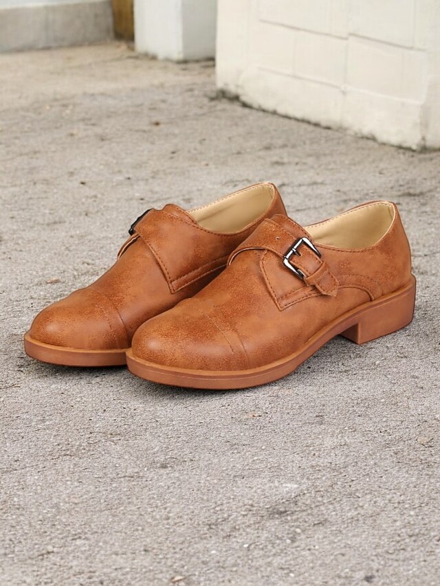 Women's Vintage Buckle Strap Oxford Shoes – Comfortable Low Heel Faux Leather Flats for Casual and Formal Outfits 13