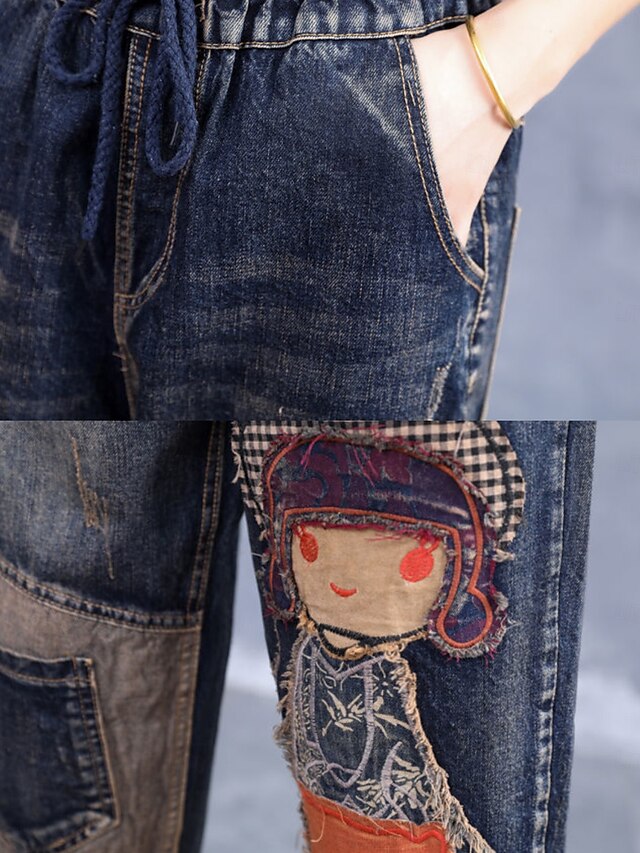 Women's Jeans Harem Pants Cotton Pocket Blue Fall & Winter 2024 49.99