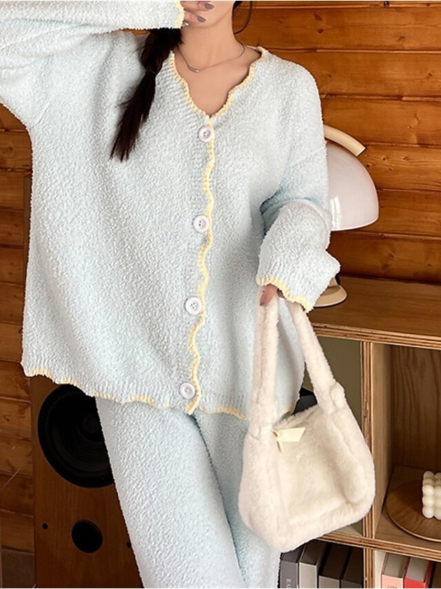 Women's Pajamas Loungewear 2 Pieces Pure Color Simple Comfort Home