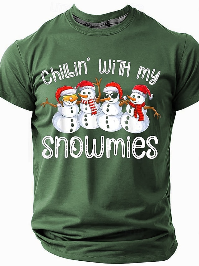 Snowman Retro Vintage Casual Street Style Men's 3D Print T shirt Tee