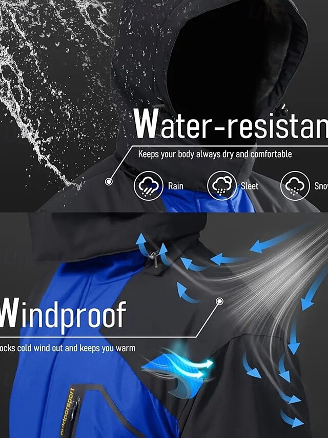 Men's Fleece Rain Jacket Windbreaker Rain Jacket Daily Vacation