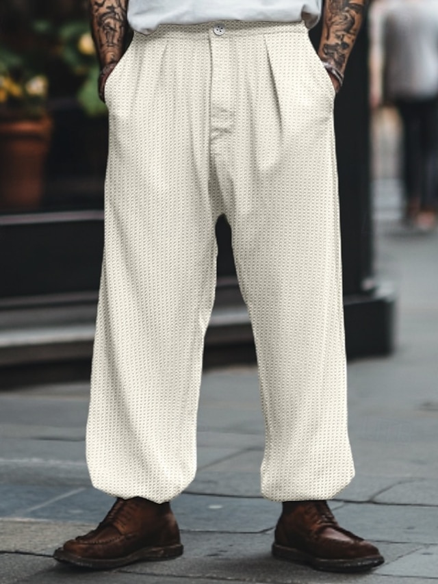 Men's Dress Pants Trousers Baggy Pants Suit Pants Waffle Pants Pleated