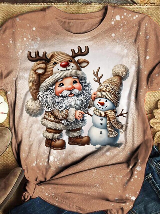 Women's T shirt Tee Daily Fashion Casual Short Sleeve Brown Fall Winter 2024 17.99