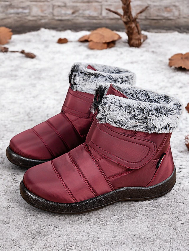 Women's Winter Waterproof Boots with Faux Fur Lining and Adjustable Velcro Strap - Warm and Comfortable Snow Boots 15