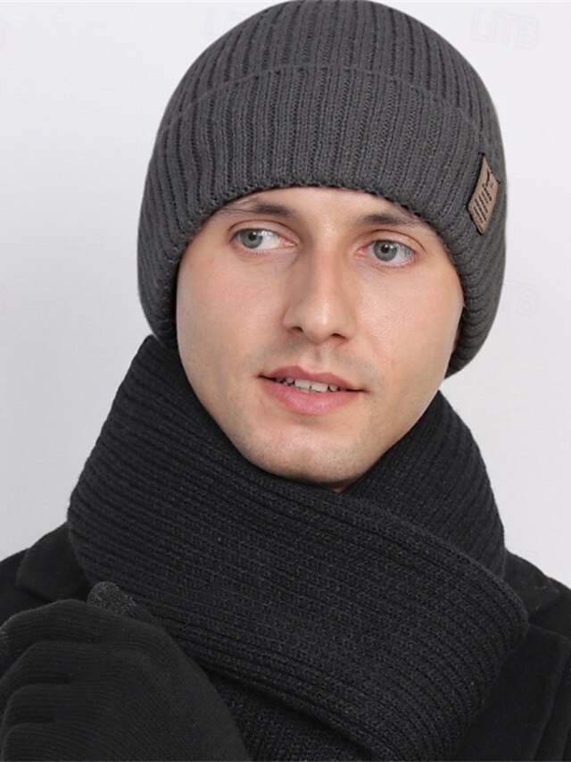 LumiSyne Checkerboard Knitted Beanie - Stretchy Slouchy Winter Hat For Men & Women, Warm Cuffed Skull Cap - View #8