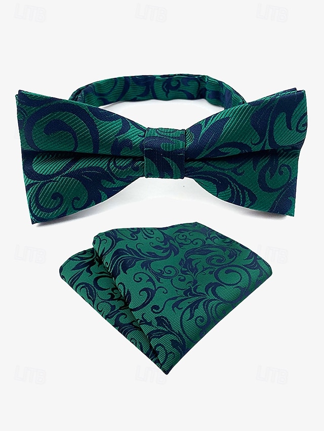  pánská sada vánočního motýlka a kapesníčku - červený pléd s designem sněhových vloček, ideální pro sváteční večírky a slavnostní příležitosti