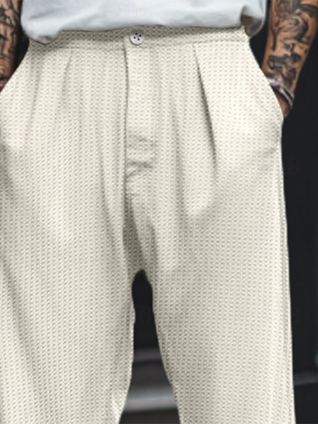 Men's Dress Pants Trousers Baggy Pants Suit Pants Waffle Pants Pleated