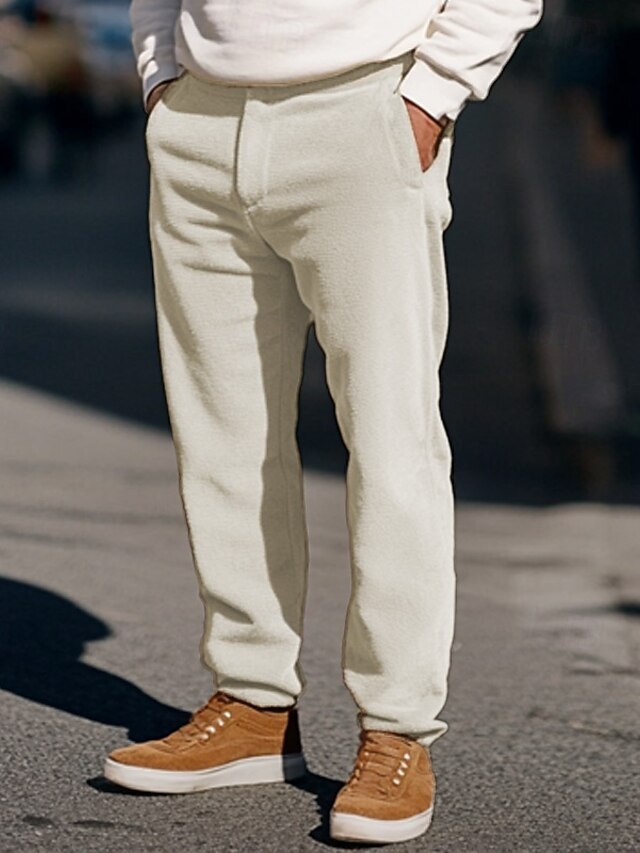 Men's Sweatpants Joggers Trousers Button Pocket Elastic Waist Solid