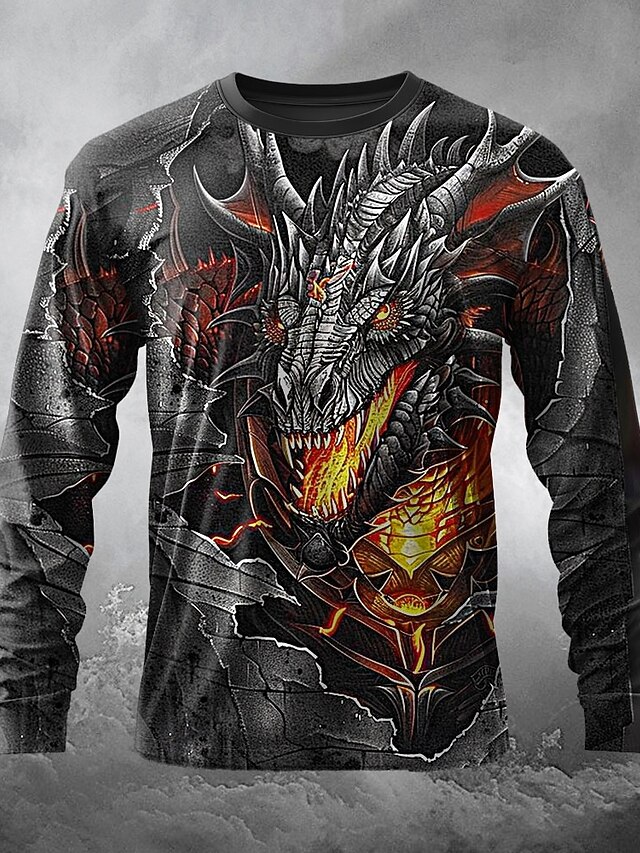 Dragón Exagerado Design Estilo callejero Hombre Impresión 3D Camiseta