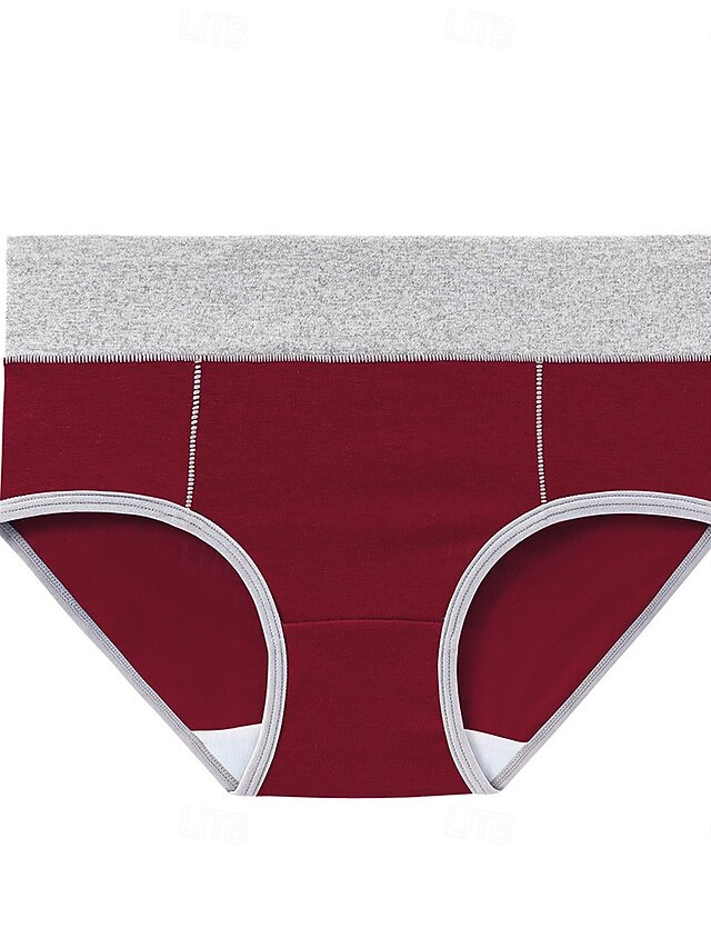 Women's Basic Panties 1 PC Underwear Simple Classic Pure Color Mid Waist Plus Size Gender Neutral Light Blue Black White M L XL Home Outfits 12