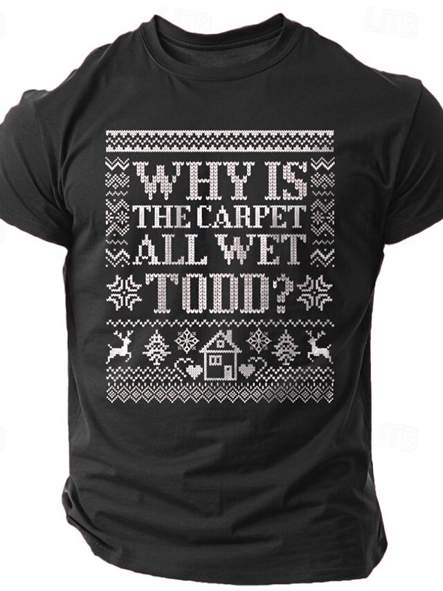 Christmas Snowflake Letter Print T shirt Tee Men's Graphic 100 Cotton